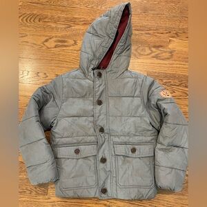 Abercrombie Kids Gray Hooded Puffer Jacket Size 9-10  Logo Patch Quilted Coat
